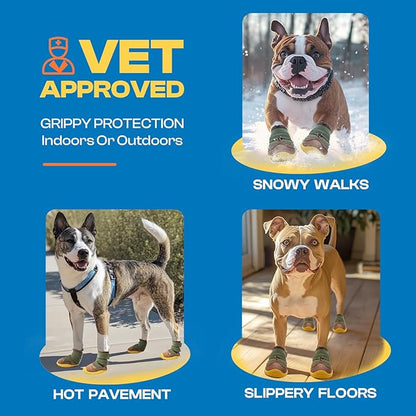 Dog Shoes for Small Dogs, Dog Boots & Paw Protectors for Hardwood Floors, Outdoor Dog Booties for Hot Pavement Winter Snow Hiking, Breathable Dog Shoes with Reflective Strips Size 1