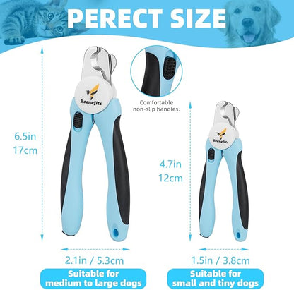 Small Dog Nail clippers with Sharp Stainless Steel Blade for Smooth Cutting, Ergonomic TPE Handle Special Baffle to Avoid Flying Nail Fragments, Hidden Nail File (Small)