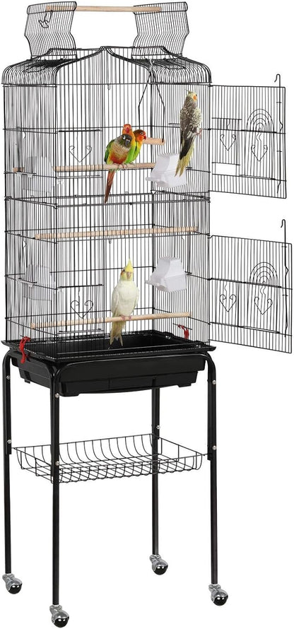Yaheetech 64-inch Play Open Top Medium Small Bird Cage with Detachable Rolling Stand for Parrot Lovebirds Finches Canaries Parakeets Cockatiels Budgie Parrotlet Conures