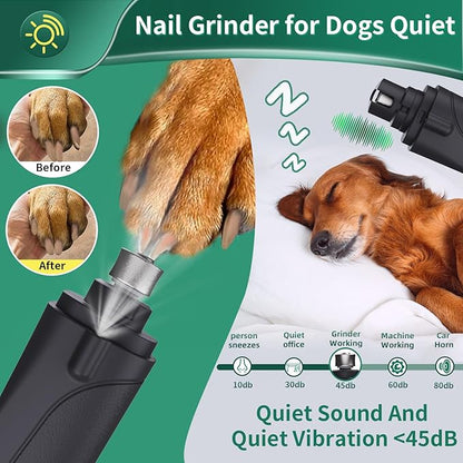 2-in-1 Dog Nail Grinder & Dog Nail Clippers Trimmers for Large Medium Small Dogs Cats Pets Claw Trimmer Quick Sensor and Safety Guard USB Rechargeable with 2 LED Lights Dogs Nail Trimmer