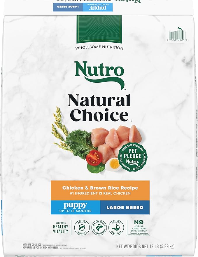 Nutro Core Dry Dog Natural Choice Chicken & Brown Rice Recipe, Dry Dog Food for Large Breed Puppies, 13 lb. Bag