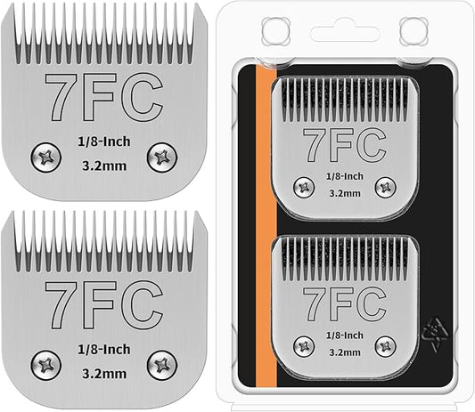 7FC Detachable Pet Clipper Replacement Blades Compatible with Andis/Oster A5/Wahl KM10 Series Dog Clipper,Made of Ceramic Blade & Stainless Steel Blade,Size 7FC Cut Length 1/8-Inchï¼2 Packï¼