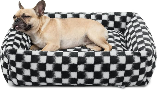 JOEJOY Small Dog Bed for Small Dogs, Rectangle Washable Orthopedic Corduroy Fleece Pet Bed with Removable Zipper Cover, Cute Soft Calming Puppy Bed with Non Skid Bottom