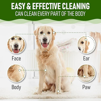 8 Dog Glove Wipes for Paws and Butt Ears Eyes Face Fur | No Rinse Lavender Scented Dog Grooming Glove | Large Size Natural Gentle Pet Cleaning Deodorizing Gloves for Daily Care Travel and Bath