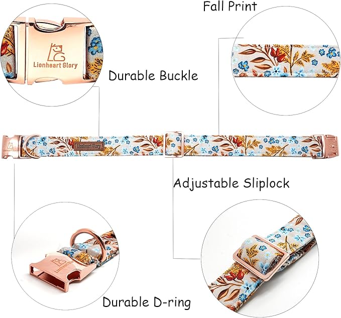 Lionheart glory Premium Dog Collars Fall Dog Collar, Heavy Duty Adjustable Dog Collar for Small Dogs Maple Leaf Dog Collar