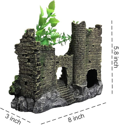 SLOCME Aquarium Medieval Resin Castle Decoration - Realistic Fish Tank Castle Accessory, Shelter for Betta Fish & Reptile