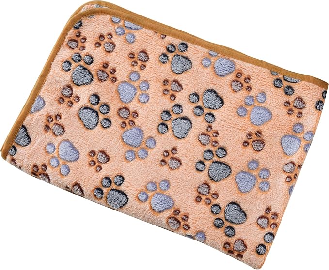 UTTPLL Dog Blanket Fluffy Premium Fleece Flannel Pet Blankets Cats Dogs Cute Paw Printed Throw Soft Warm Puppy Blankets Brown Paw Small