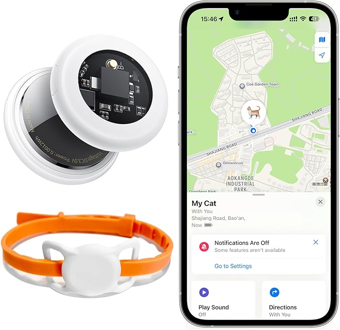 AirTag Pet Cat Tracker Collar & Equipped with Tracker; Airtag Holder; No Monthly Fees; Silicone Adjustable Collar; Not GPS Tracker; Very Soft