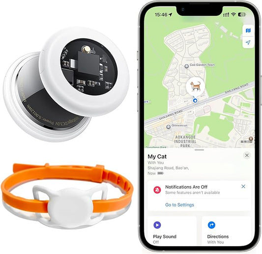 AirTag Pet Cat Tracker Collar & Equipped with Tracker; Airtag Holder; No Monthly Fees; Silicone Adjustable Collar; Not GPS Tracker; Very Soft