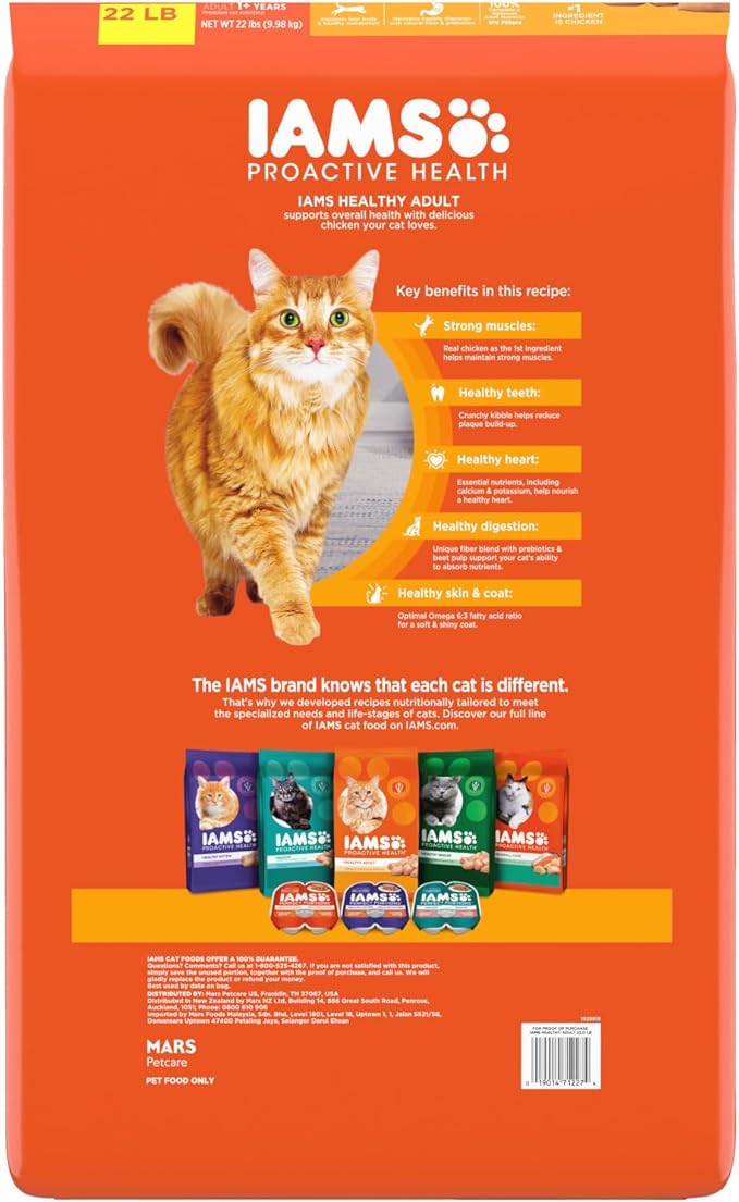 IAMS Proactive Health Adult Healthy Dry Cat Food with Chicken, 22 lb. Bag