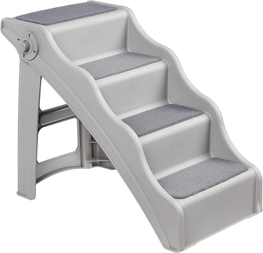 Amazon Basics Foldable Non-Slip Steps for Dogs and Cats, Grey, 23.90" x 16.10" x 19.76"