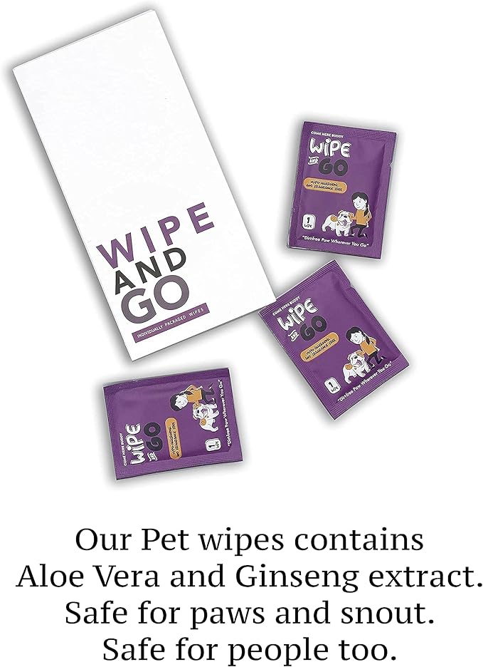 Dog Wipes - Individually Packaged - Hypoallergenic and Fragrance Free - Dog & Cat Face Paw & Butt Cleaner