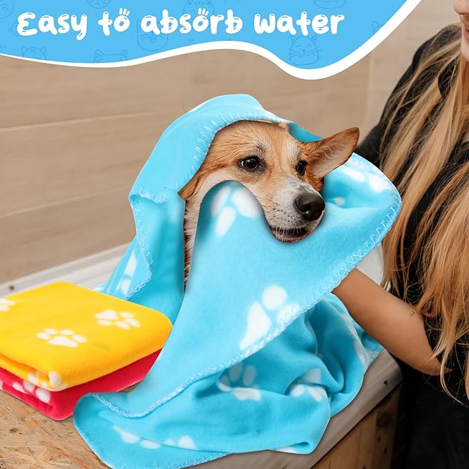 Eccliy 20 Pcs Puppy Blanket Pet Soft Fleece Dog Blankets Warm Felt Throw Sleep Mat Bed Covers for Doggie Puppy Pet Dogs Cat, 20 Styles(39 x 35 Inch,Paw)