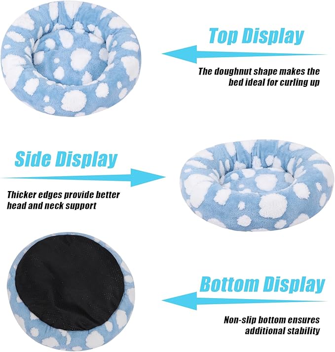 HYQ Small Dog Bed, Cat Beds for Indoor Cats, Dog Beds for Small Dogs with Anti-Slip Bottom, Cute Puppy Bed Washable-Blue-20inch