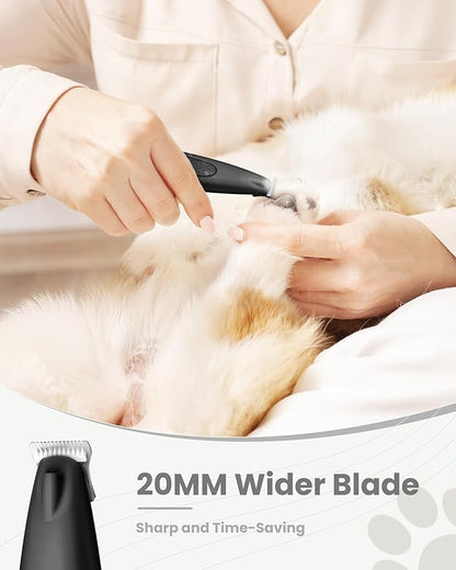 Dog Paw Trimmer with LED Light, Ultra-Low Noise Paw Trimmer for Dogs, Cordless Dog Clippers for Grooming with LED Display, Type-C Rechargeable Pet Clippers for Pads, Ears, Eyes, Face, Rump