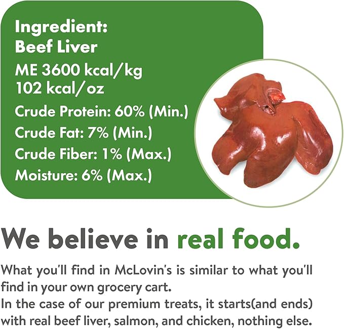 McLovin's Pet Freeze Dried Raw Beef Liver Dog Treats and Toppers, 12 oz. Canister - Single Ingredient, Grain-Free, Gluten-Free, High-Protein Treat  Healthy Dog Training Treats