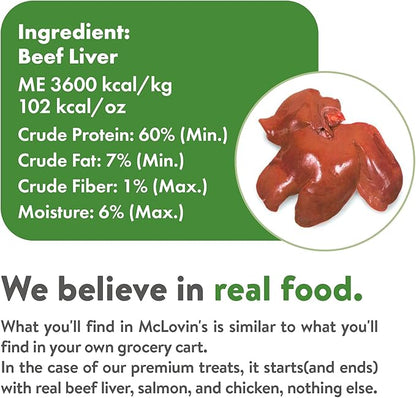 McLovin's Pet Freeze Dried Raw Beef Liver Dog Treats and Toppers, 12 oz. Canister - Single Ingredient, Grain-Free, Gluten-Free, High-Protein Treat  Healthy Dog Training Treats