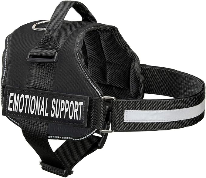 Emotional Support Dog Vest Harness with Reflective Straps, Interchangeable Patches, & Top Handle - ESA Dog Vest in 8 Sizes - Heavy Duty Emotional Support Dog Harness for Working Dogs (Black, Large)