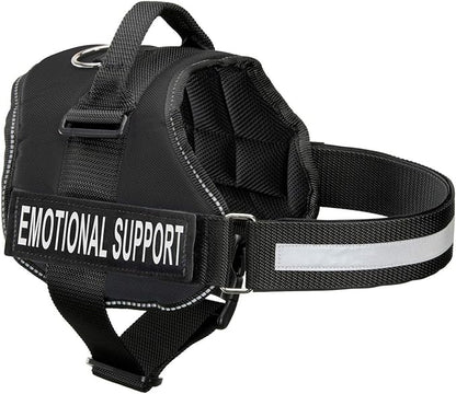 Emotional Support Dog Vest Harness with Reflective Straps, Interchangeable Patches, & Top Handle - ESA Dog Vest in 8 Sizes - Heavy Duty Emotional Support Dog Harness for Working Dogs (Black, Large)