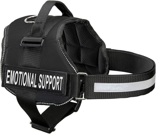 Emotional Support Dog Vest Harness with Reflective Straps, Interchangeable Patches, & Top Handle - ESA Dog Vest in 8 Sizes - Heavy Duty Emotional Support Dog Harness for Working Dogs (Black, Large)