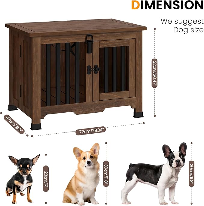 Wooden Dog Crate Furniture,Foldable and Portable Dog Kennel Furniture Indoor,Decorative Dog Crate End Table No Assembly.(Small,Maroon)