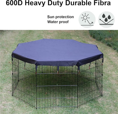 Dog Playpen Cover Sun/Rain Proof Top Cover,Provide Shade and Security for Indoor and Outdoor Dog Pen,Dog Pen Cover Fits All 24" Wide 8 Panels Pet Exercise Pen (Playpen Not Included)