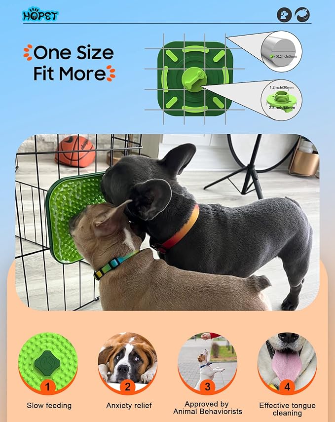 HOPET Licking Mat for Dogs, Dog Crate Lick Mats Slow Feeder,Dog Cage Training Tools Pet Licking Mat Slow Feeder for Peanut Butter Dog Kennel Therapy Dog Lick Pads for Boredom Anxiety (2pcs)