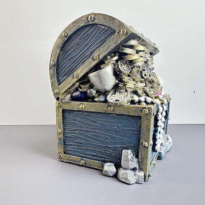 Bearded Dragon Tank Accessories, Fish Tank Decoration, Resin Accessories, for Betta Fish & Shrimp,Improvement Your Fish Tank Overall Aesthetic Dragons Decoration (Treasure Chest)