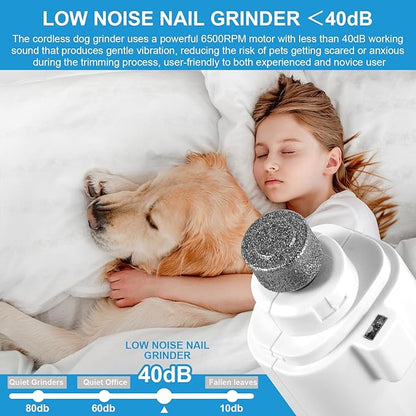 SZMDLX Cat & Dog Nail Trimmers, Electric Rechargeable Dog Nail Clippers & Dog Nail Grinder with 2 LED Light Paws Grooming Kit, Dog Nail File Quiet Pet Nail Clippers & Grinder Trimmer for Dogs and Cats