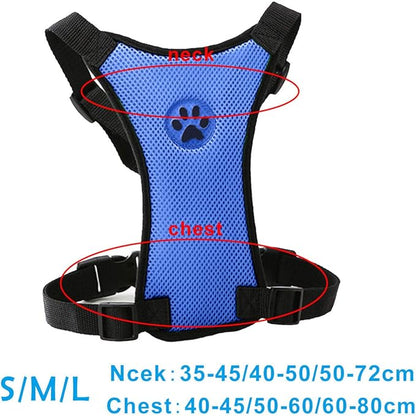 Dog Harness, Pet Vest Harness for Dogs in Car Adjustable Neck and Chest Strap Breathable Soft Fabric Multifunctional Vest with Quick Release for Travel Walking Daily Use
