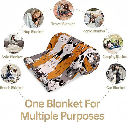 Cat Blanket, Cats Gifts for Girls Women, Cat Gift for Cats Lovers, Birthday Gifts Decor Throw Blanket 50"x60"