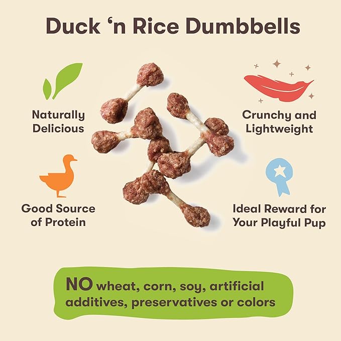 Pet 'n Shape Duck 'n Rice Dumbbells Dog Treats - 1 Pound