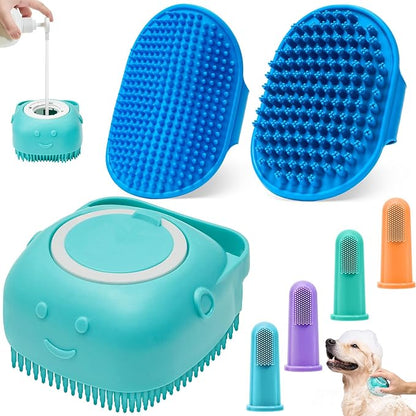 4 Pack Dog Bath Brush  Soft Silicone Pet Shampoo Brush for Dog & Cat Grooming, Massage & Cleaning  Gentle Scrubber for Bathing and Deshedding