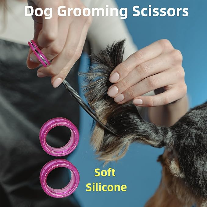 16pcs Shear Grips Inserts,Soft Silicone Scissors Finger Rings for Comfortable Dog Clipping and Pet Hair Trimming 8 Colors
