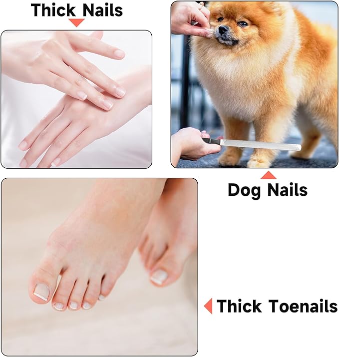2 Pieces Stainless Steel Nail File for Dogs Women, Ymapinc Toe Nail Files for Thick Nails Professional Finger 4 Sided for Men Seniors & Dogs
