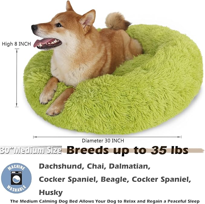 Calming Bed for Dogs 30 Inches Dark Gray Dog Beds for Medium Dogs Washable Anti-Anxiety Dog Beds for Medium Dogs