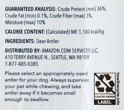 Amazon Brand - Wag Deer Antler Chew for Dogs, Naturally Shed, Whole, Medium 6 - 7.5 inches, Best for Dogs 15-30 lbs, 1.80 Ounce (Pack of 1)