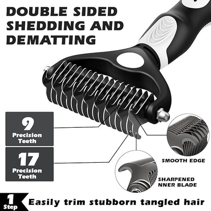 6 in 1 Pet Grooming Kit I Dog&Cat Comb I Dog/Cat Brush for Shedding I Deshedding Dog Brush I Dog/Cat Nail Clipper with Nail File I Pet Bath Brush I Premium Pet Supplies (Black White)