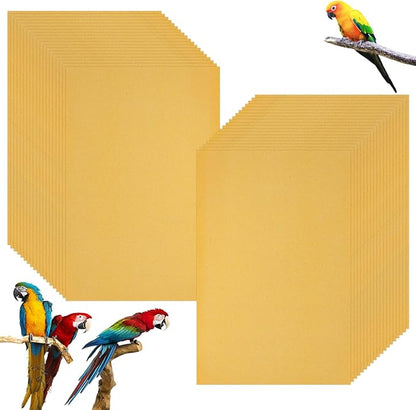50 Pcs Gravel Liner Paper for Bird Cage, 11" x 17" Bird Cage Liner, Easy Clean Pet Grinding Sandpaper for Bird Cage