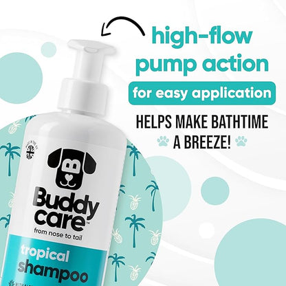 Tropical Dog Shampoo by Buddycare | Dry Skin & Itchy Skin Relief for Smelly Dogs | Deep Cleansing Shampoo for Dogs Puppy Sensitive Skin | Dog Shampoo & Conditioner | with Aloe & Vitamin B5 (16.90oz)