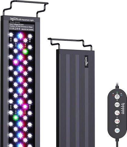 SEAOURA Aquarium Light for 30-36in Freshwater Tank, Full Spectrum Aquarium Light for Plant Growth, 6H/8H/12H Timer, WRB 3 Channel Customizable, 10 Brightness & 11 Colors, Adjustable Bracket - 24W