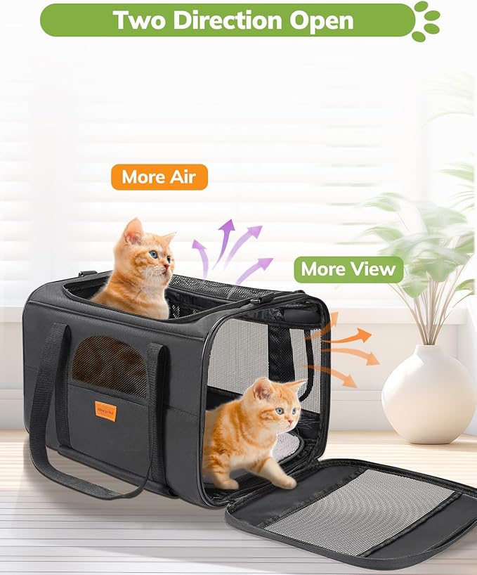 Morpilot Cat Carrier with Wheels Airline Approved, Pet Dog Carrier with Wheels for Small Dogs, Rolling Cat Carrier for Cats Puppy, Stroller Detachable and Foldable Pet Travel Bag (Large - Dark Gray)