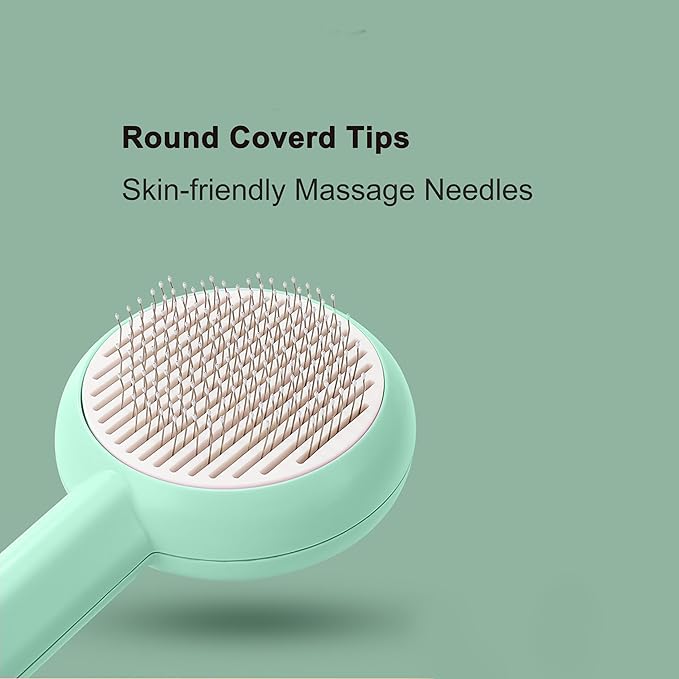 Cat Brush for Shedding,Pet Grooming Self Cleaning Slicker Brush,Removes Mats,Tangles and Loose Hair,Shedding Brush for Short or Long Haired Cats Dogs (Green)