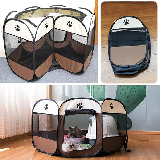 BODISEINT Portable Pet Playpen, Dog Playpen Foldable Pet Exercise Pen Tents Dog Kennel House Playground for Puppy Dog Yorkie Cat Bunny Indoor Outdoor Travel Camping Use