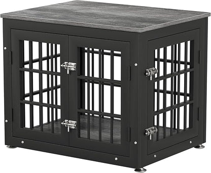 26 Inch Heavy Duty Dog Crate Furniture for Small Dogs, Decorative Pet House End Table, Wooden Cage Kennel Furniture Indoor, Gray