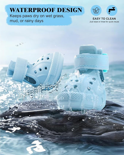 Dog Boots for Hot Pavement & Snow, Waterproof Non-Slip Dog Shoes with Reflective Straps, Adjustable Pet Booties for Small to Large Dogs, Outdoor Paw Protection, 4Pcs