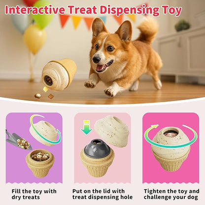 Interactive Dog Toys for Aggressive Chewers, /No Oil Needed/Smooth Screwing Frozen Treat Freezable Dog Puzzle Treat Dispensing Toy to Keep Them Busy for Small Medium Large Breeds, Cream White