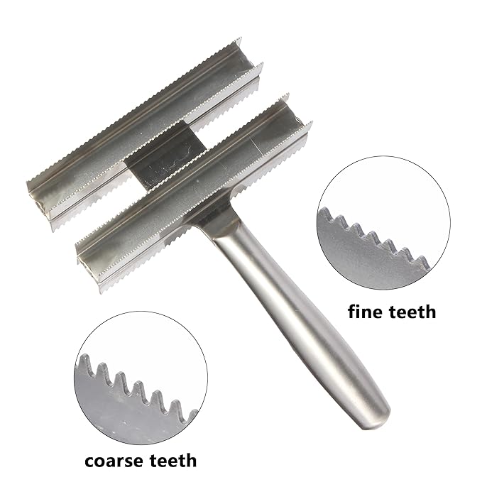 Heavy Duty Livestock Shedding Comb Dog Brush for Shedding Horse Cattle Sheep Large Pets Grooming Tool Dual-Sided Full Stainless Steel Shed Blade