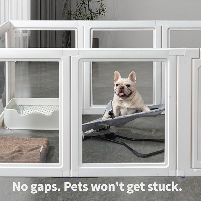 Acrylic Dog Pen,Dog Kennel,Clear Dog Playpen, Easy to Install WhiteDog Pen Indoor, 35.4" H, 8 Pieces