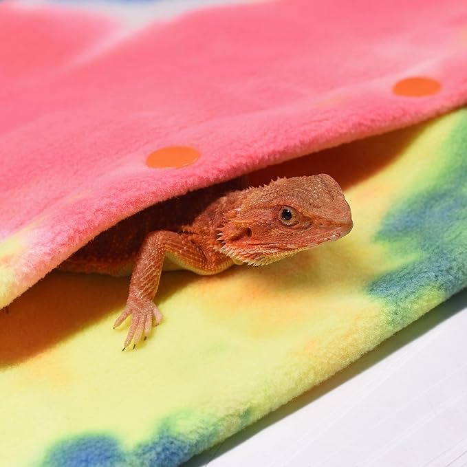 LIKZINWA Small Animal Sling Carrier,Bearded Dragon Carrier Lizard Carrier and Reptile Carrier with Adjustable Strap (Yellow-red)